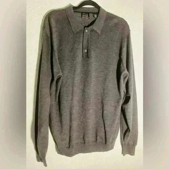 Jos A Banks 100% Merino Wool Gray Sweater Mens Size L - Picture 2 of 4